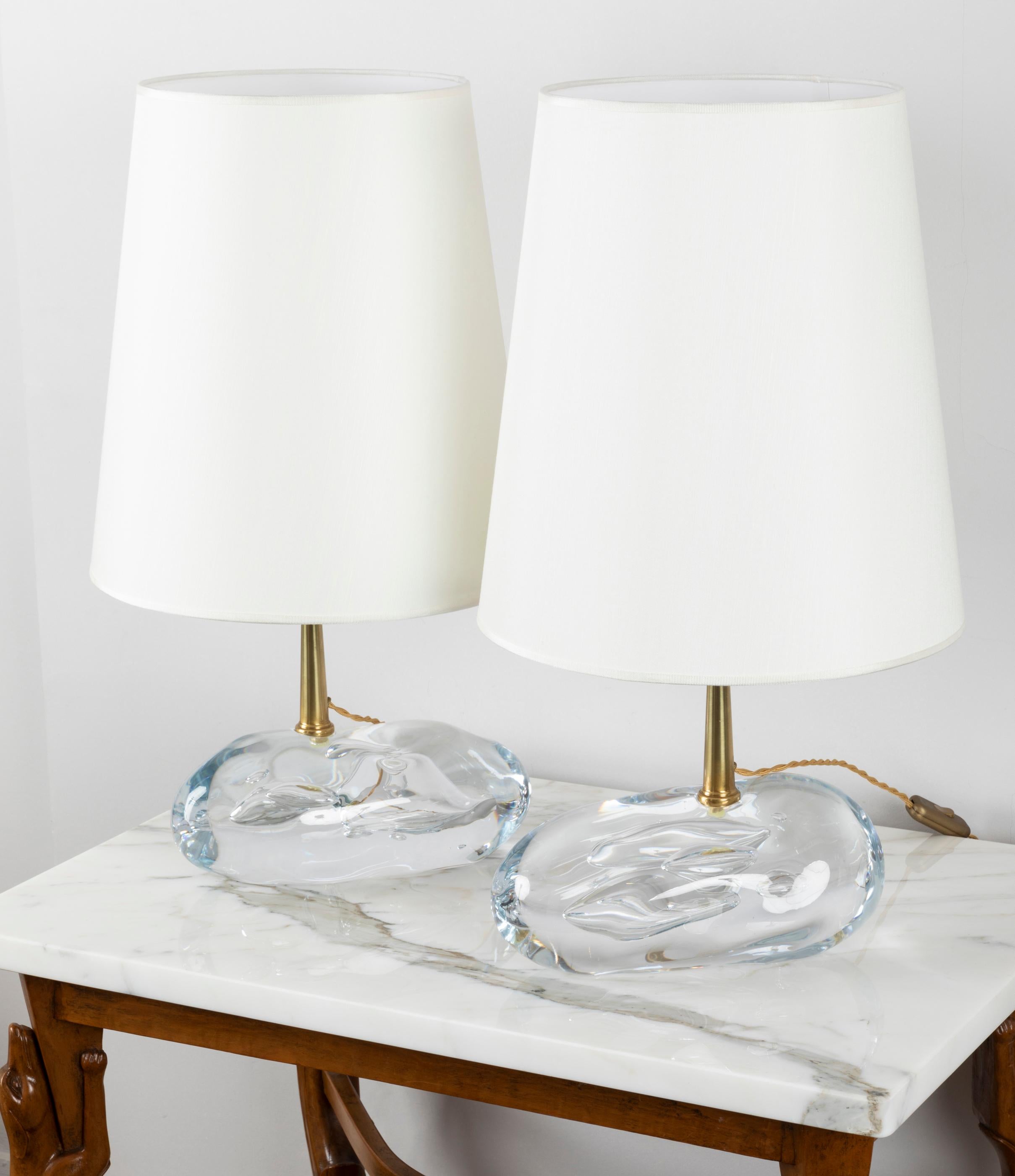 Contemporary Pair of Angelo Brotto Glass Blocks Table Lamps
