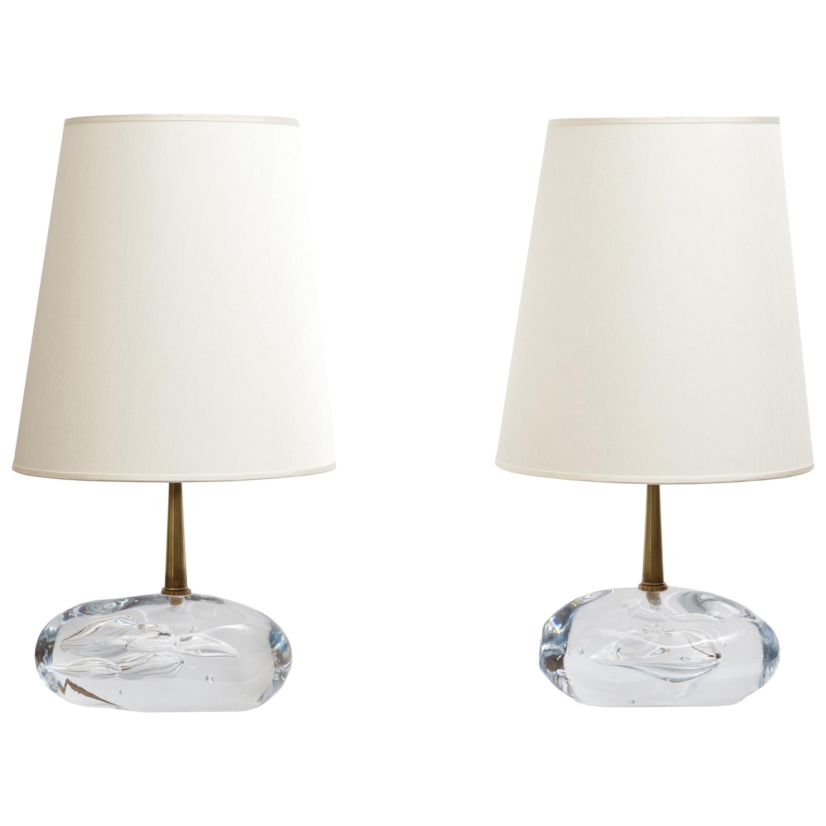 Pair of Angelo Brotto Glass Blocks Table Lamps
