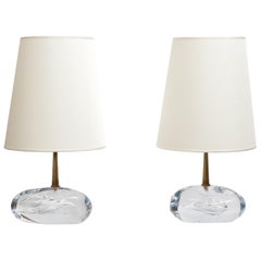 Pair of Angelo Brotto Glass Blocks Table Lamps