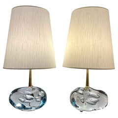 Paar Angelo Brotto-Tischlampen aus Glasblöcken