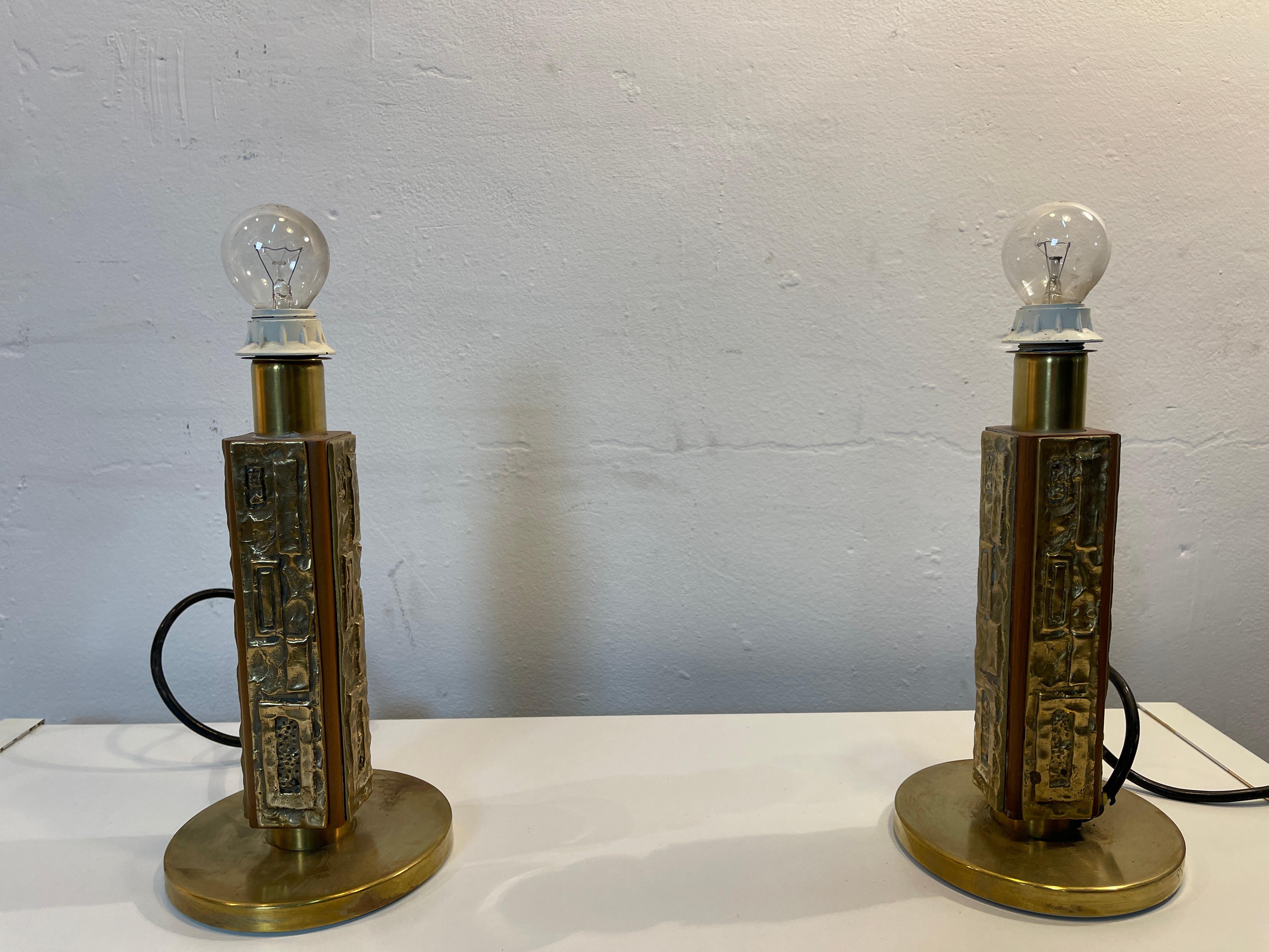 Brass Pair of Angelo Brotto Lamps Mod, Margot