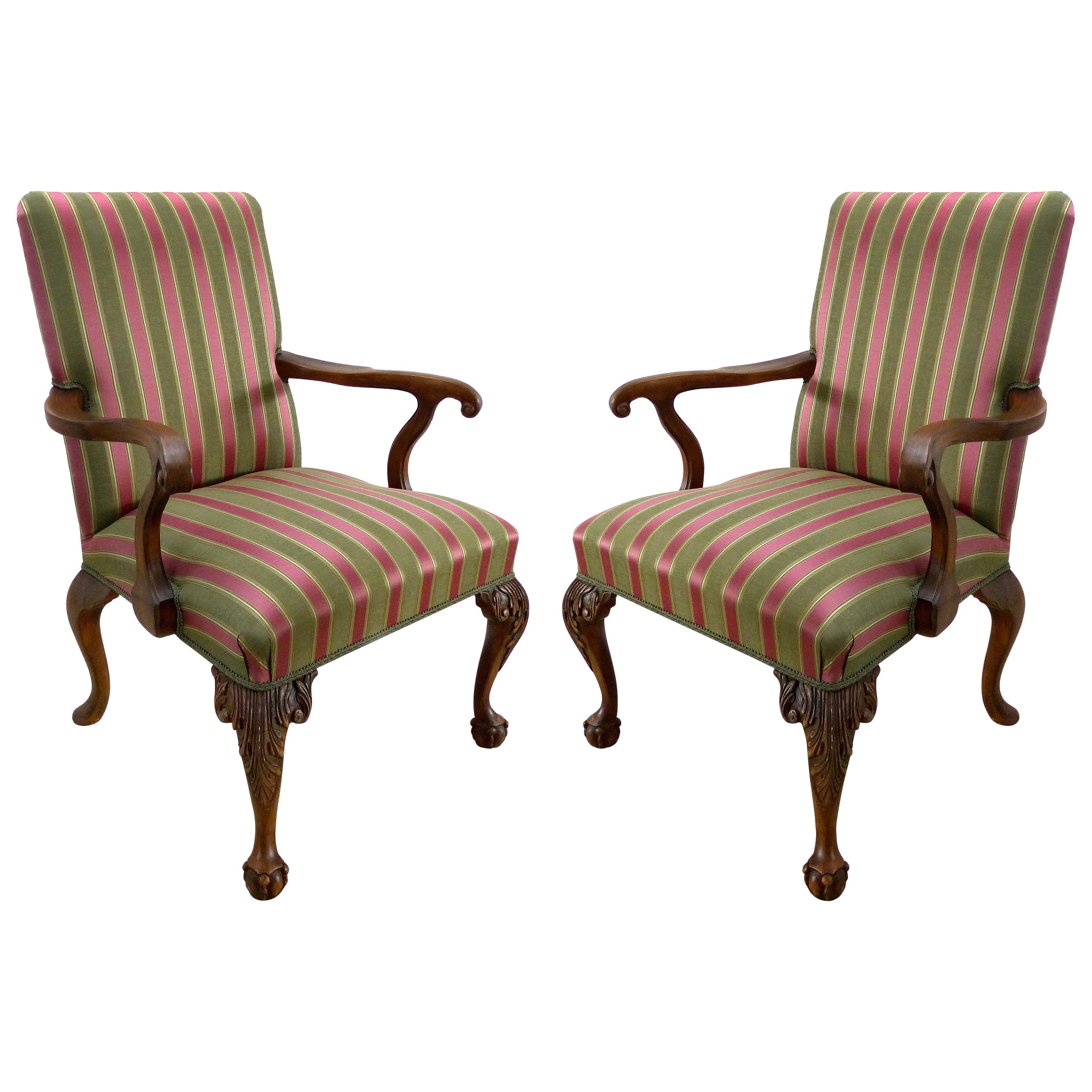 Pair of Angelo Cappellini Chippendale Style Armchairs For Sale