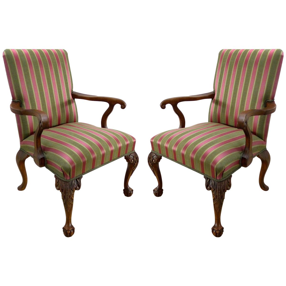 Angelo Cappellini Chippendale Style Armchairs, pair