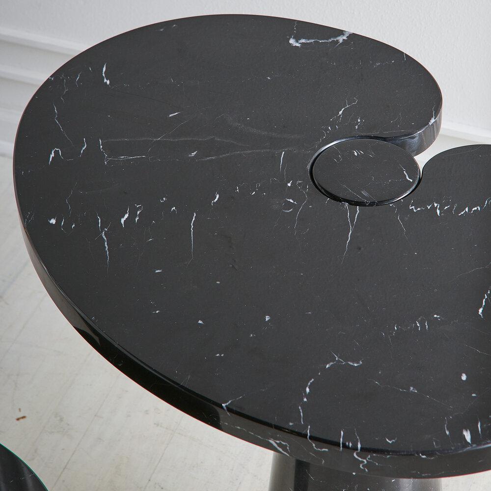 Pair of Angelo Mangiarotti Eros Side Tables in Nero Marquina Marble, Tall In Excellent Condition In Chicago, IL