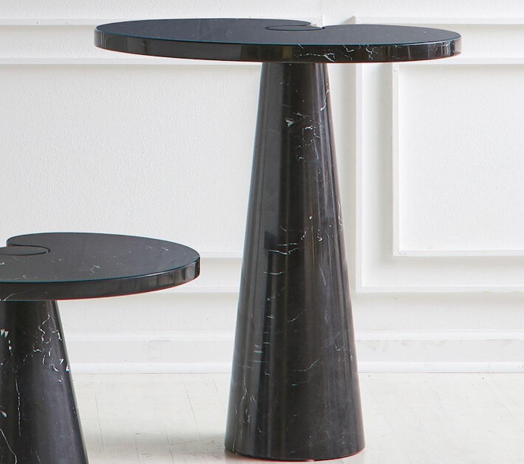Pair of Angelo Mangiarotti Eros Side Tables in Nero Marquina Marble, Tall