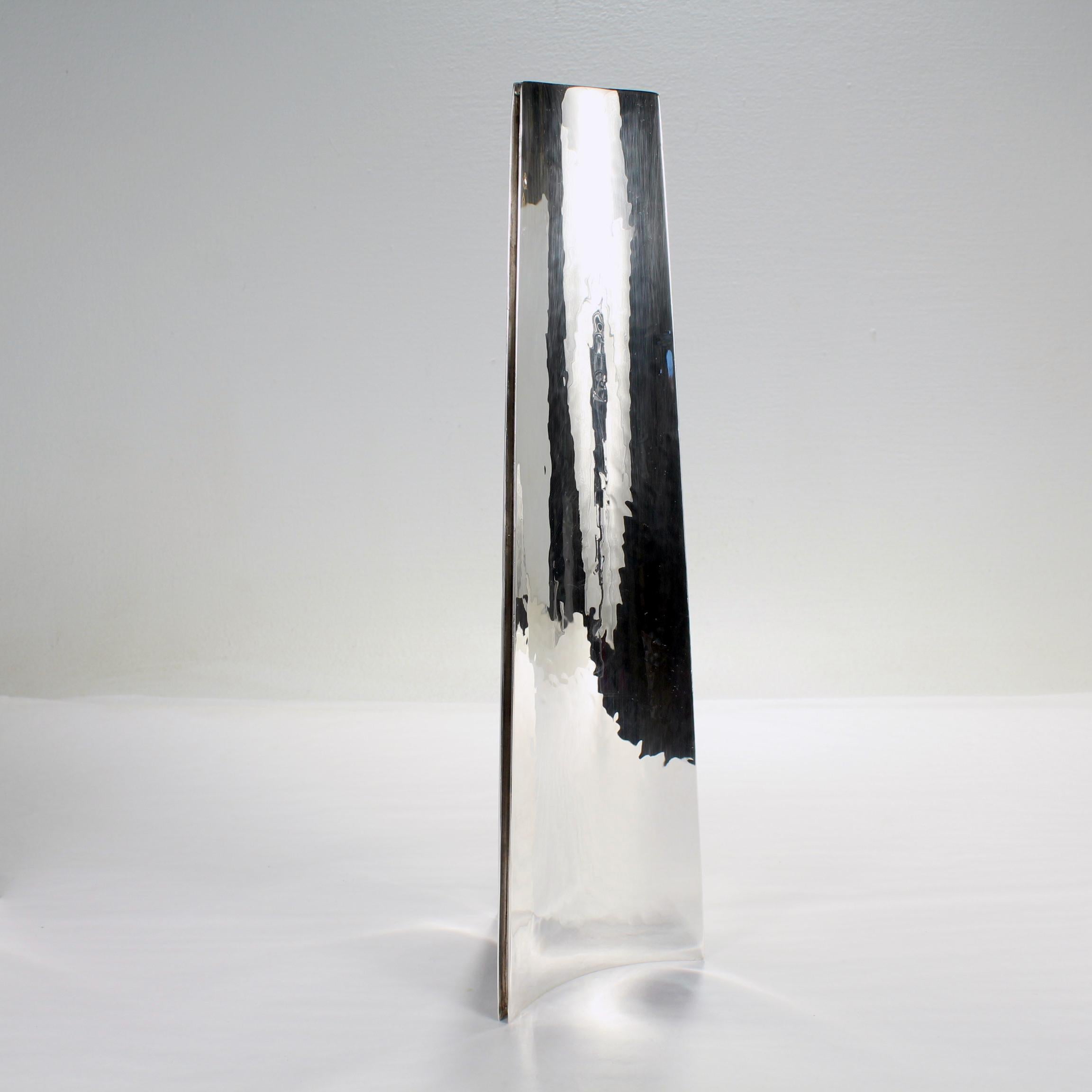 Pair of Angelo Mangiarotti Italian Modern Sterling Silver Vases for Cleto Munari For Sale 4