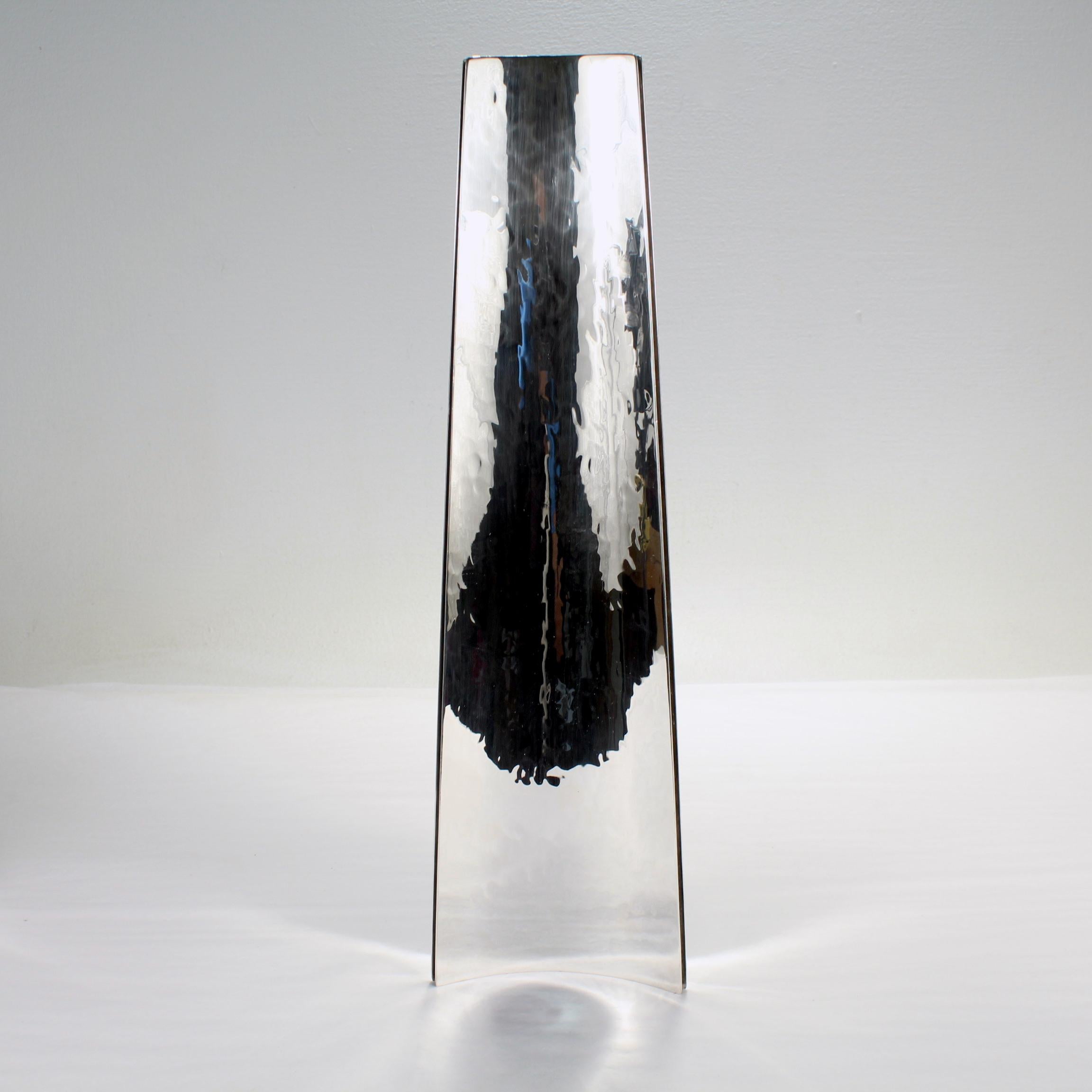 Pair of Angelo Mangiarotti Italian Modern Sterling Silver Vases for Cleto Munari For Sale 7