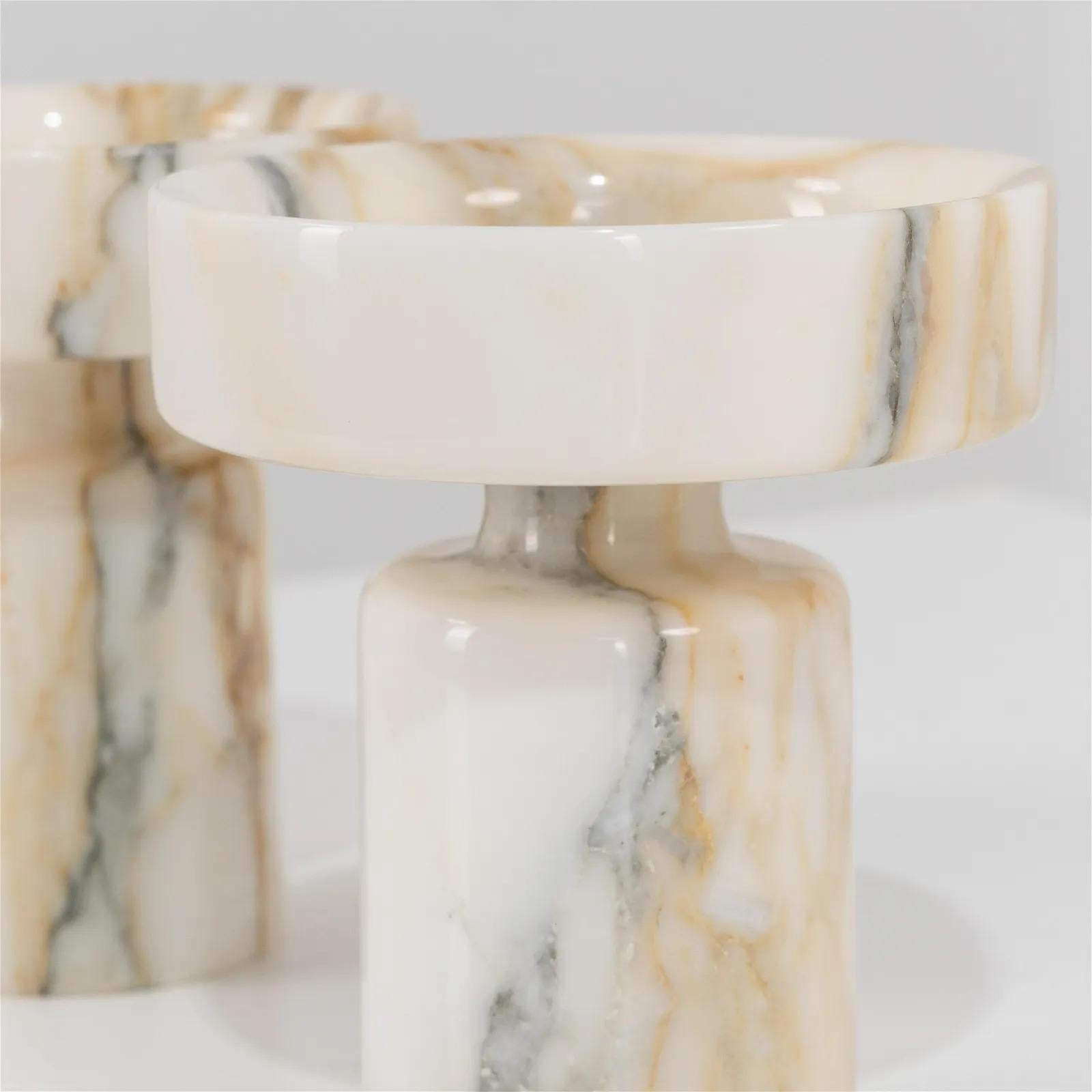 Pair of Angelo Mangiarotti Marble Vases for Knoll.