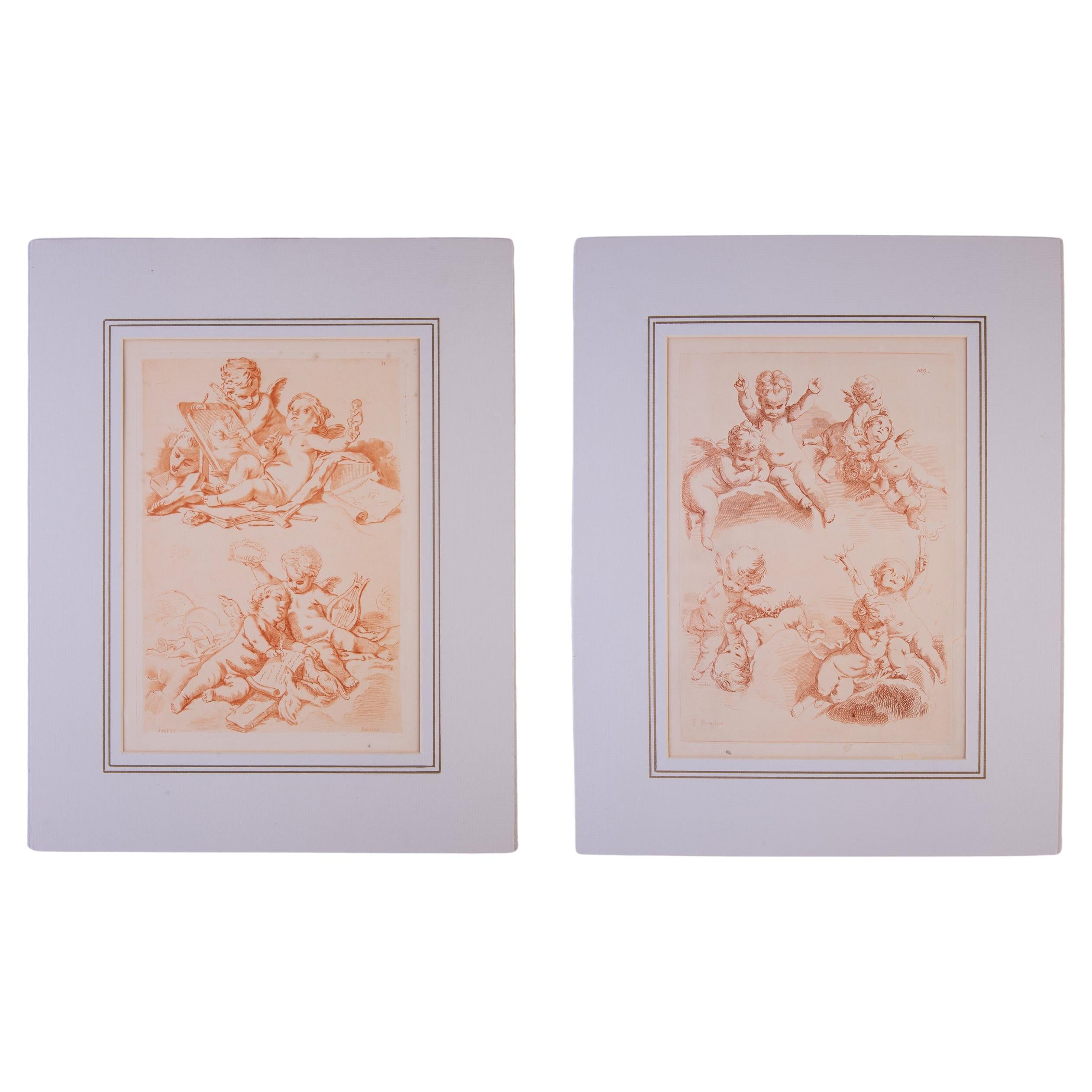Pair of Angels Engravings from Bouchet
