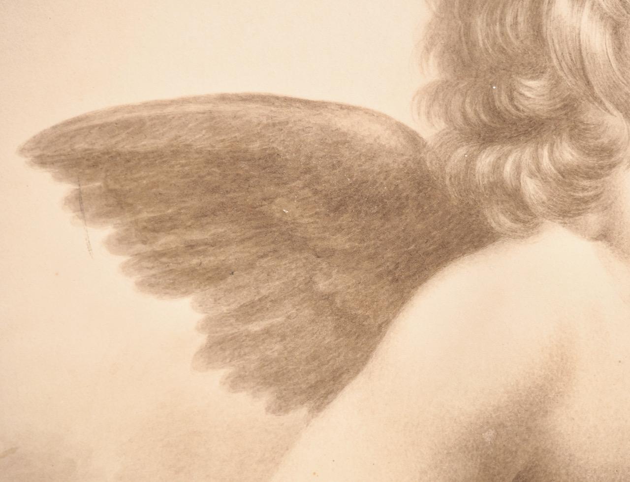 Bleistift auf Papier mit Engeln, 18. bis 19. Jahrhundert, Paar (18. Jahrhundert) im Angebot