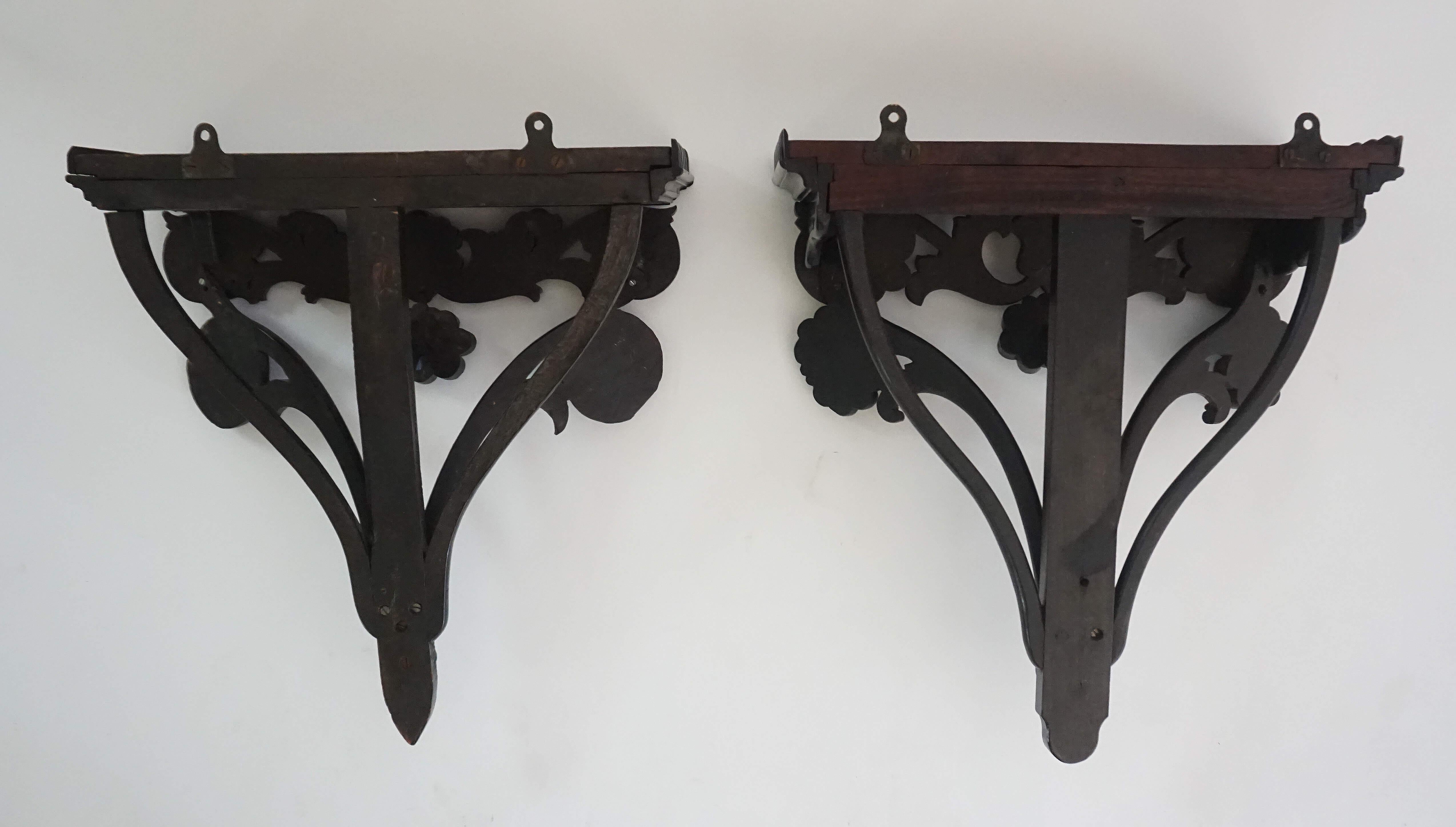 Pair of Anglo-Ceylonese Carved Ebony Wall Brackets or Shelves, circa 1840 For Sale 5