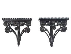 Pair of Anglo-Ceylonese Carved Ebony Wall Brackets or Shelves, circa 1840