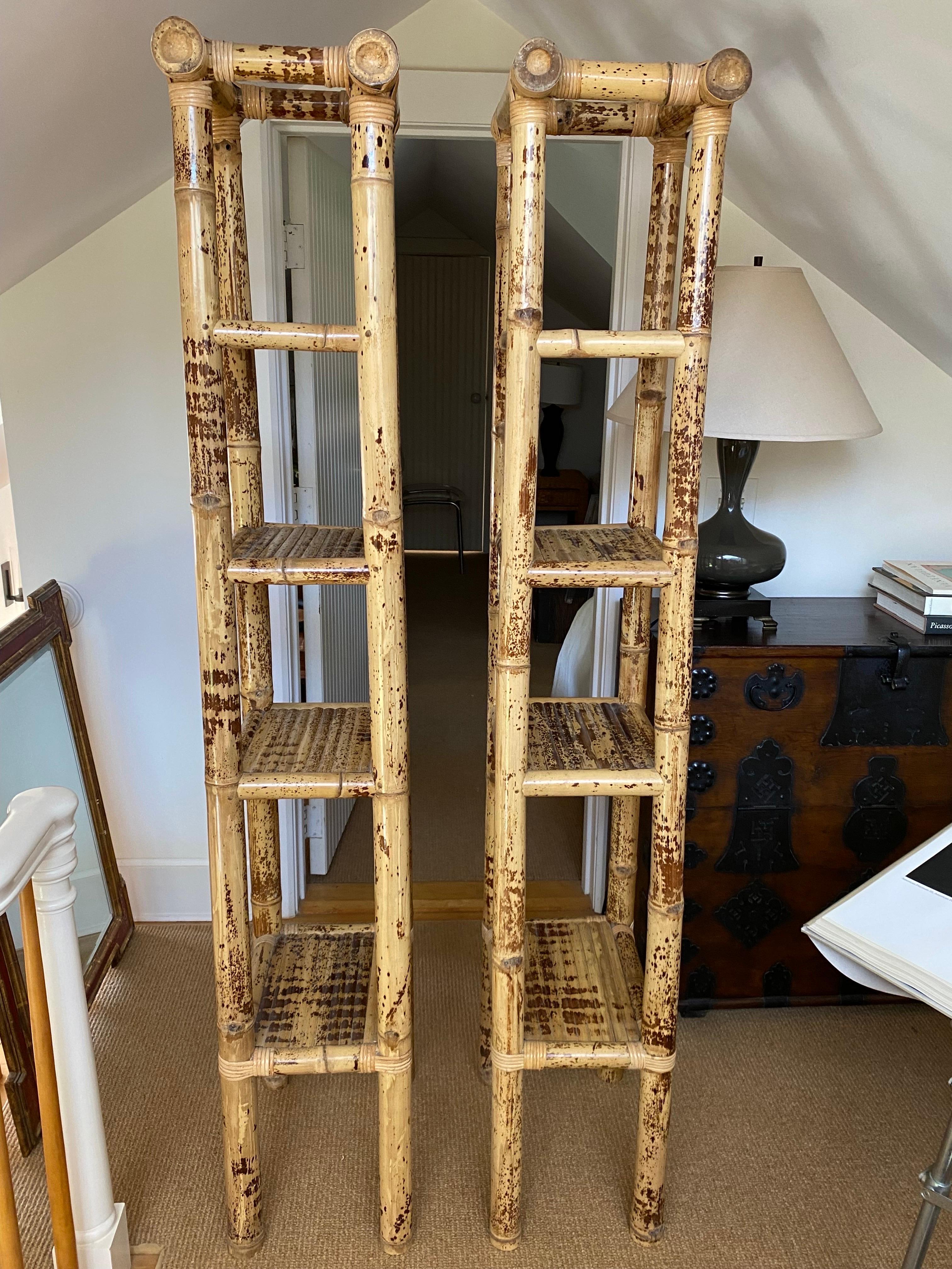 Pair of Anglo-Chinese Bamboo Etageres, 20th Century For Sale 4