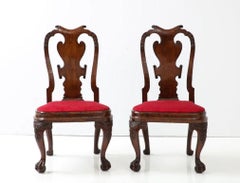Pair of Anglo-Dutch Carved Walnut Chairs