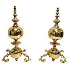 Pair of Anglo-Dutch Style Brass Andirons