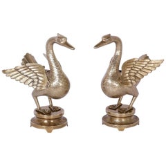 Pair of Anglo-Indian Brass Birds