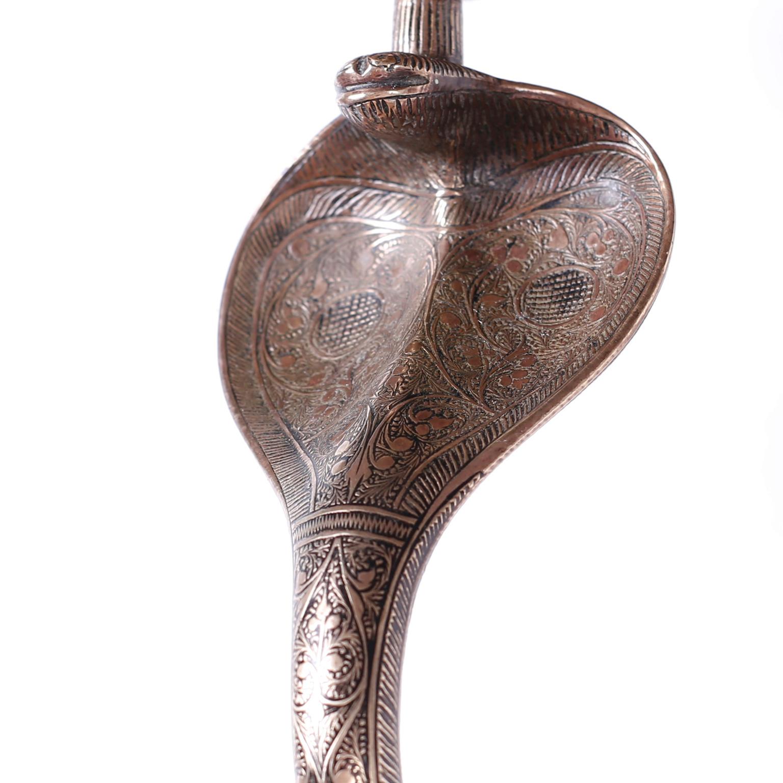 Anglo-Indian Pair of Anglo Indian Brass Cobra Wall Sconces