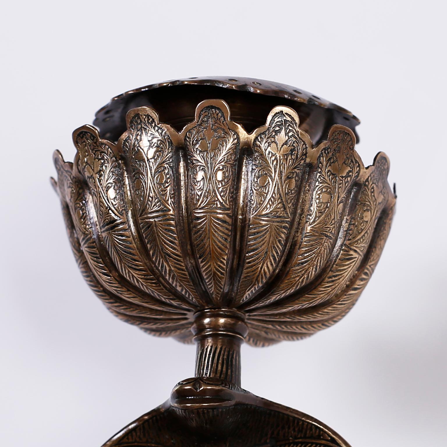 Pair of Anglo Indian Brass Cobra Wall Sconces In Good Condition In Palm Beach, FL