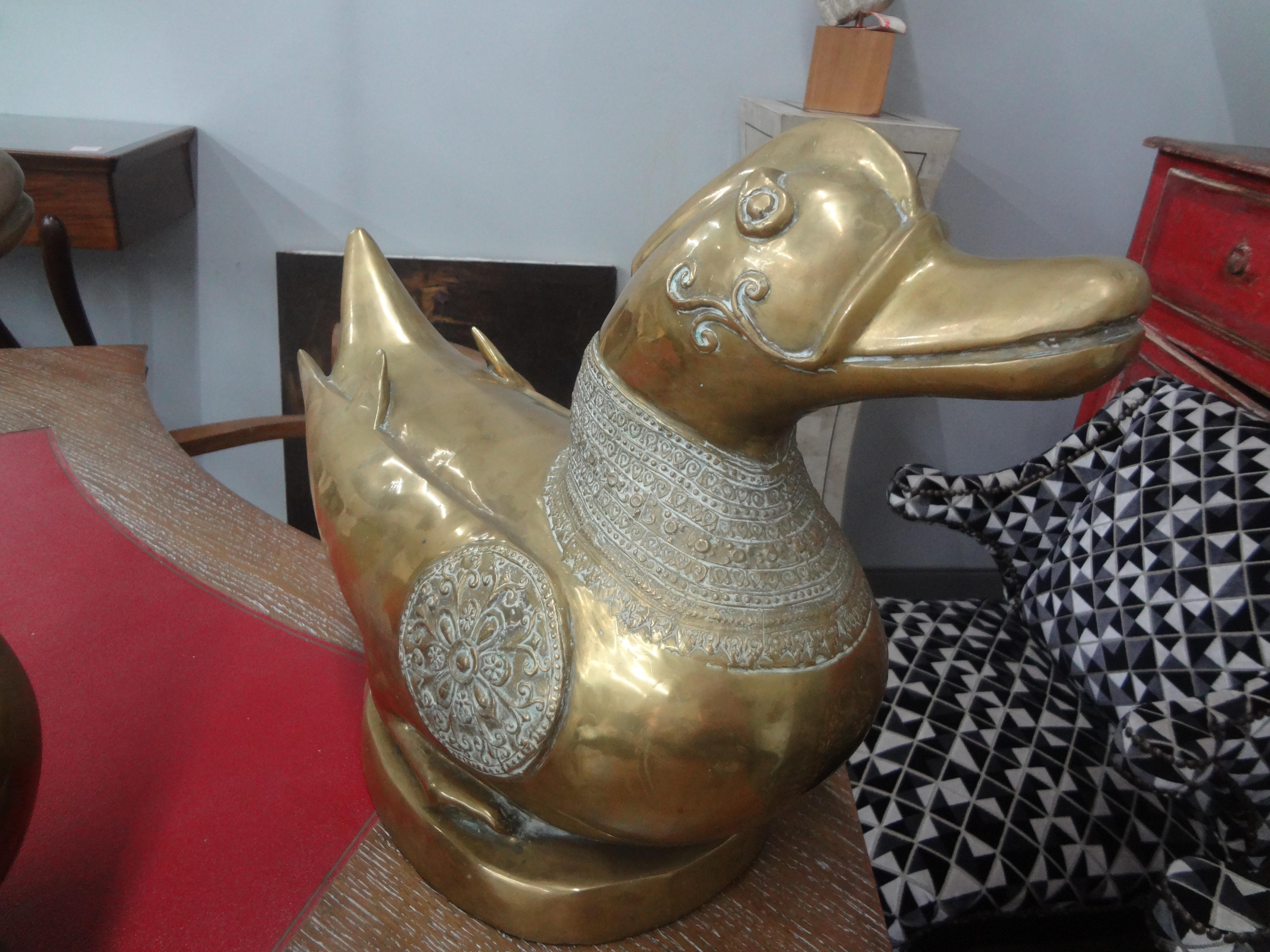 Mid-20th Century Pair of Anglo Indian Brass Ducks For Sale
