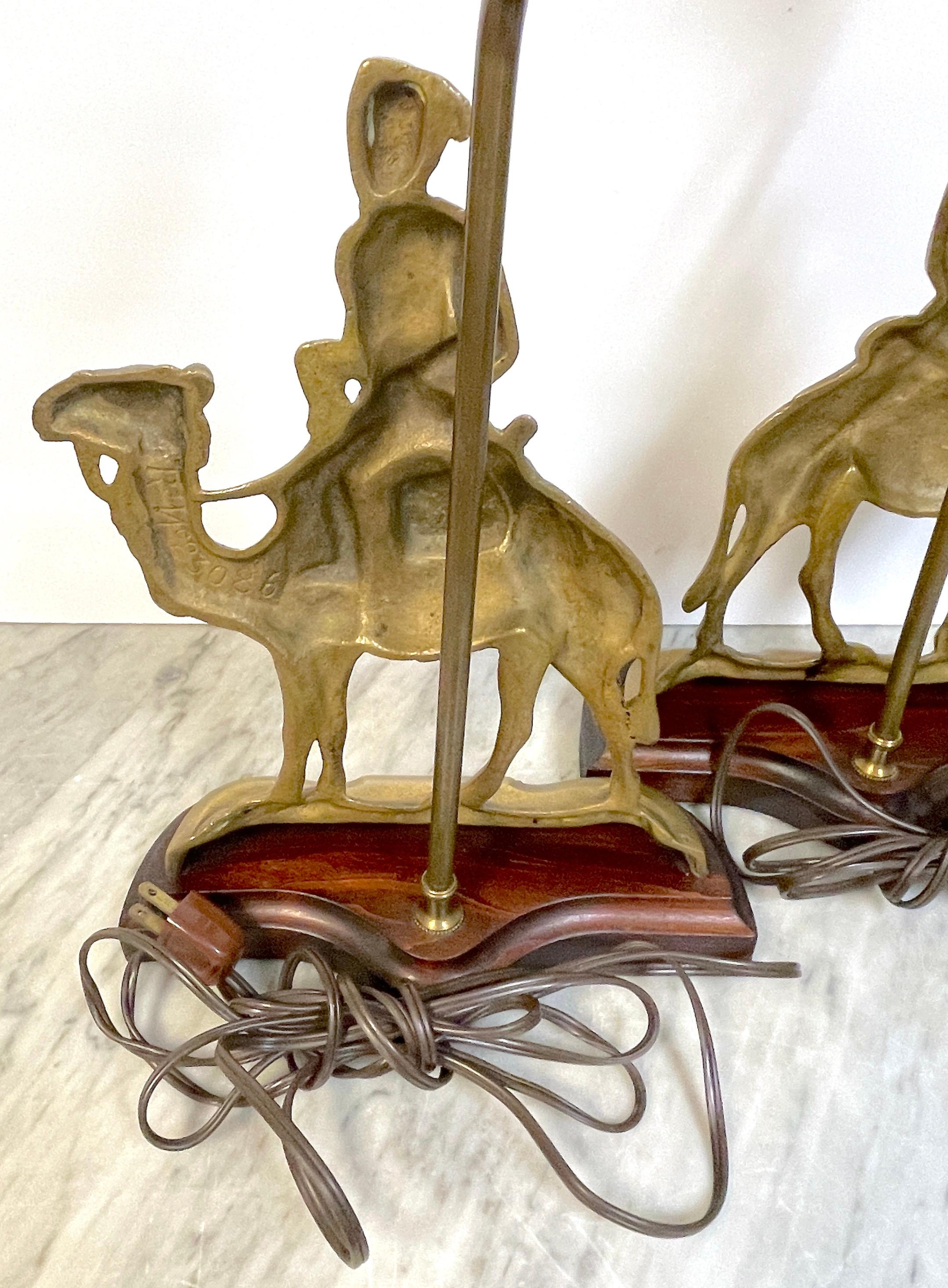 Pair of Anglo-Indian Brass Officer & Camel Doorstops, Now as Lamps 3