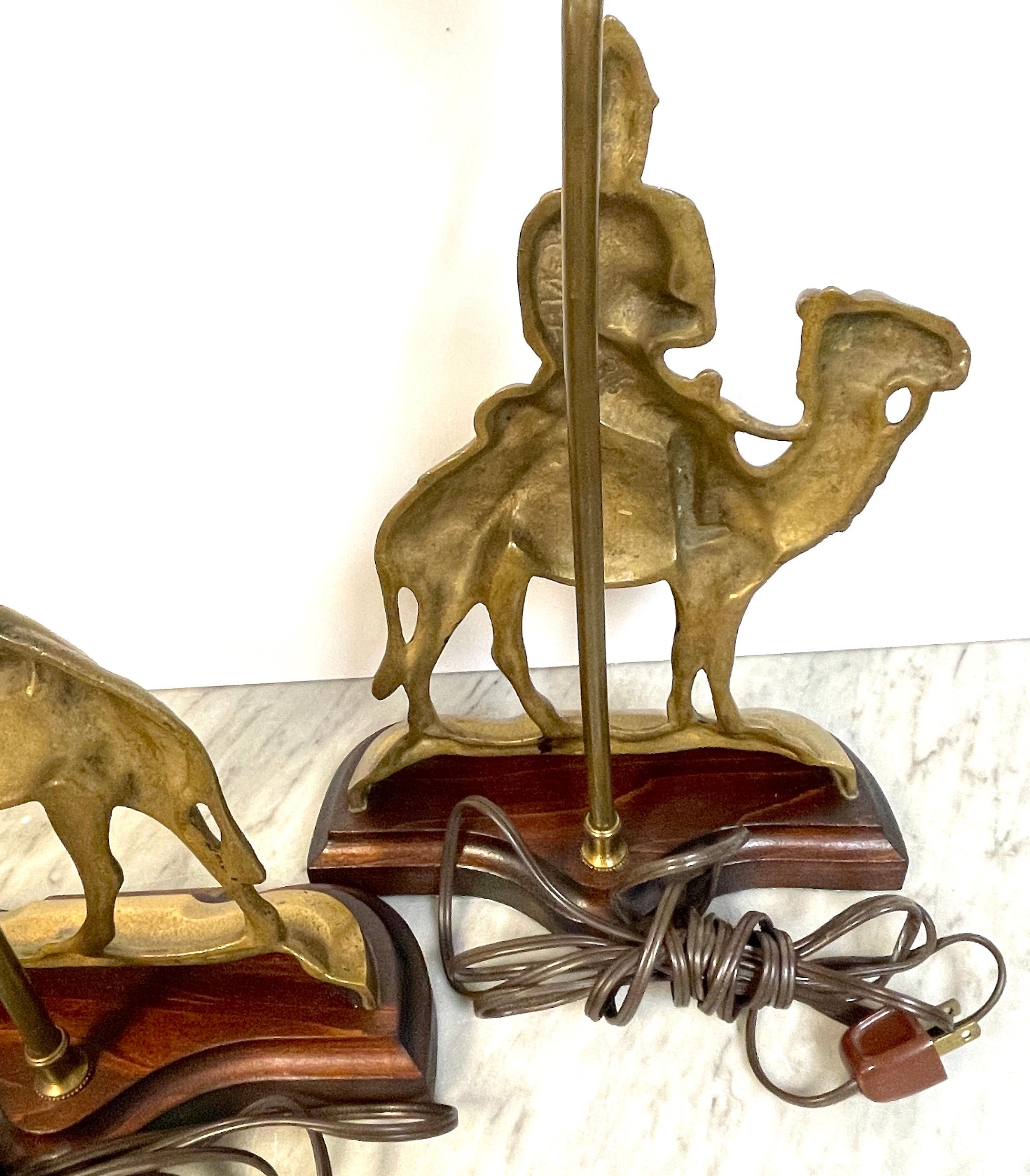 Pair of Anglo-Indian Brass Officer & Camel Doorstops, Now as Lamps 4