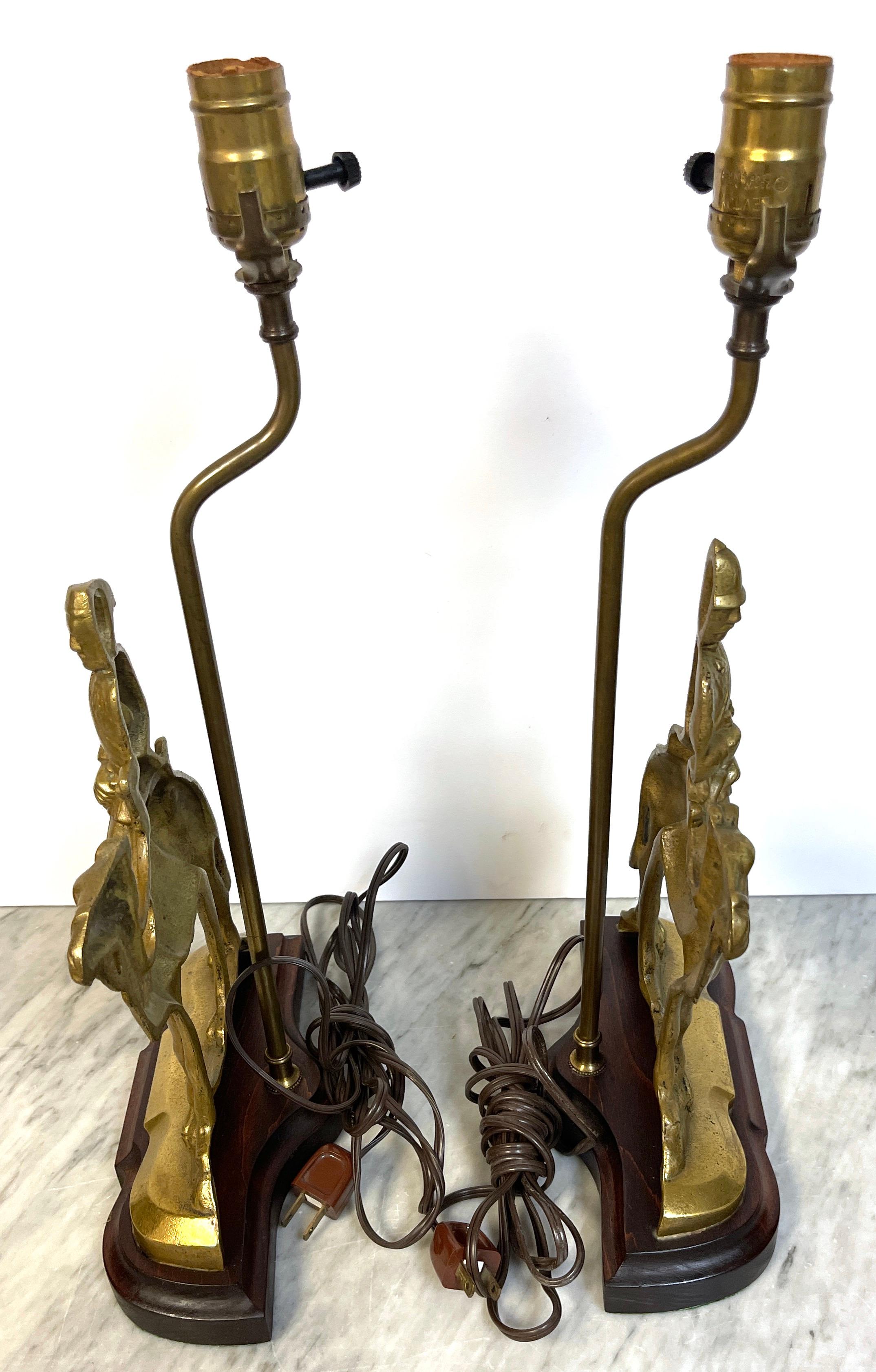 Pair of Anglo-Indian Brass Officer & Camel Doorstops, Now as Lamps 1