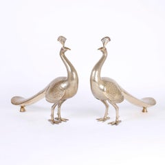Pair of Anglo-Indian Brass Peacocks