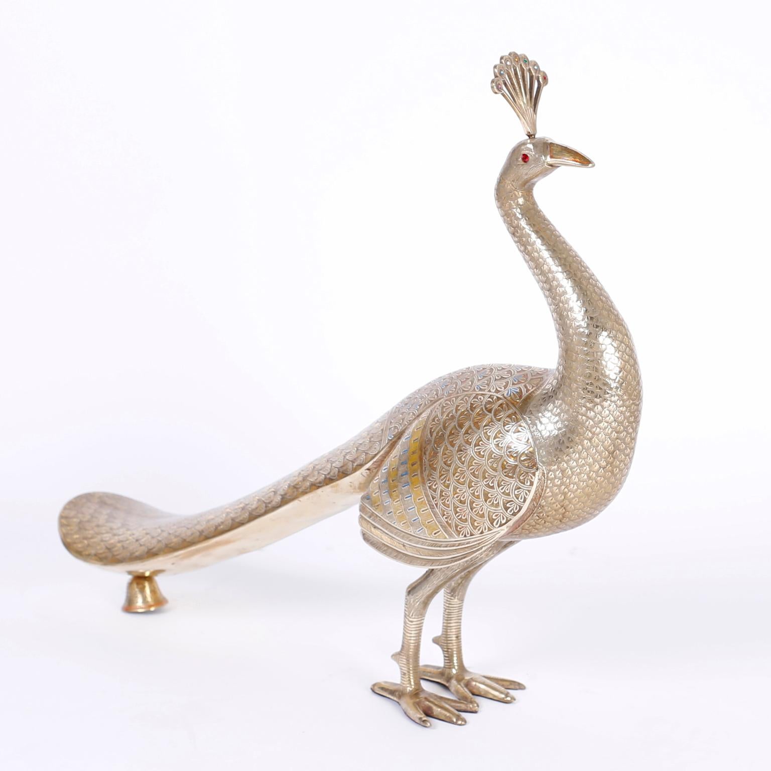 large brass peacock