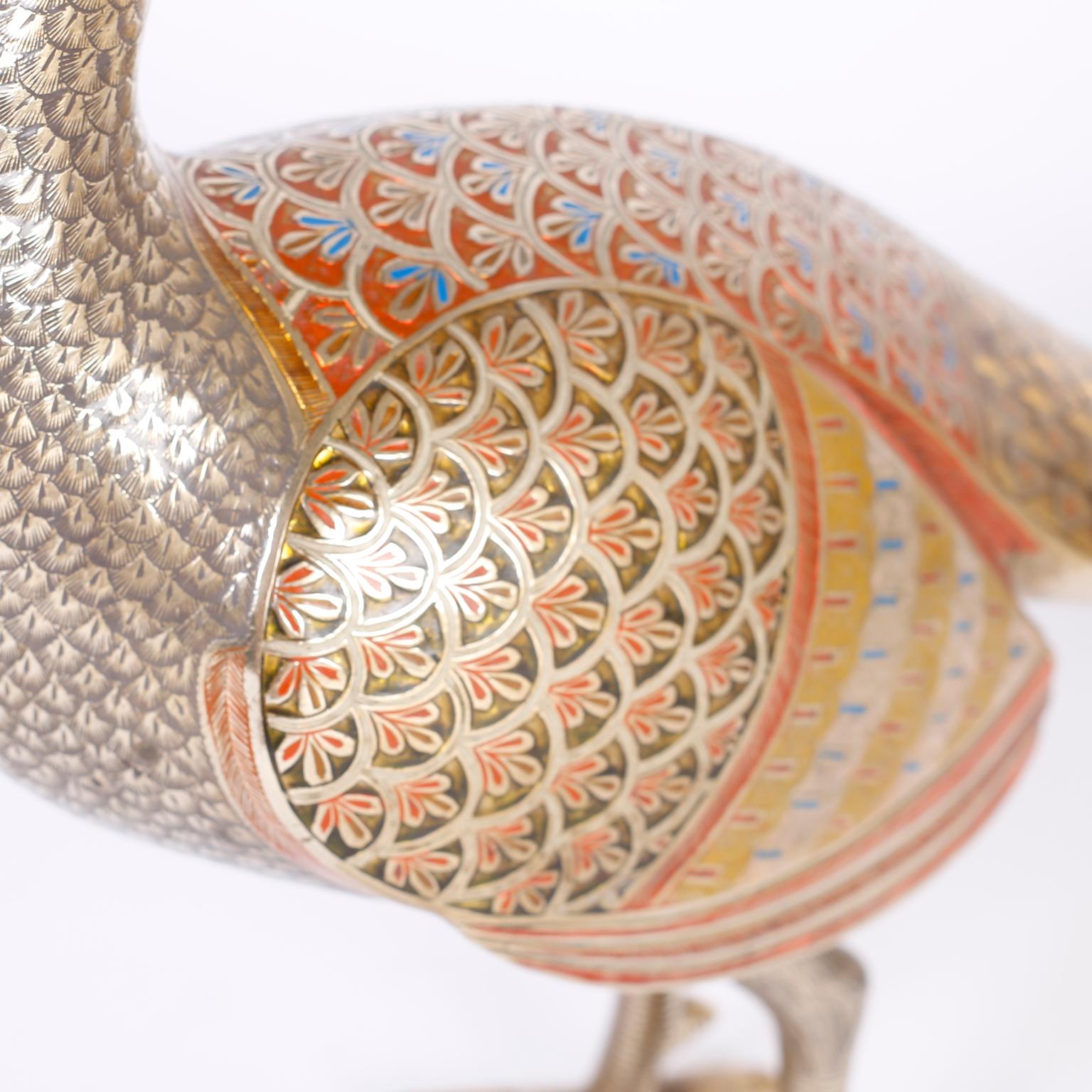 Pair of Anglo-Indian Brass Peacocks 2