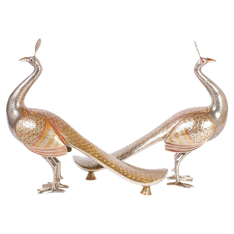 Pair of Anglo-Indian Brass Peacocks For Sale at 1stDibs