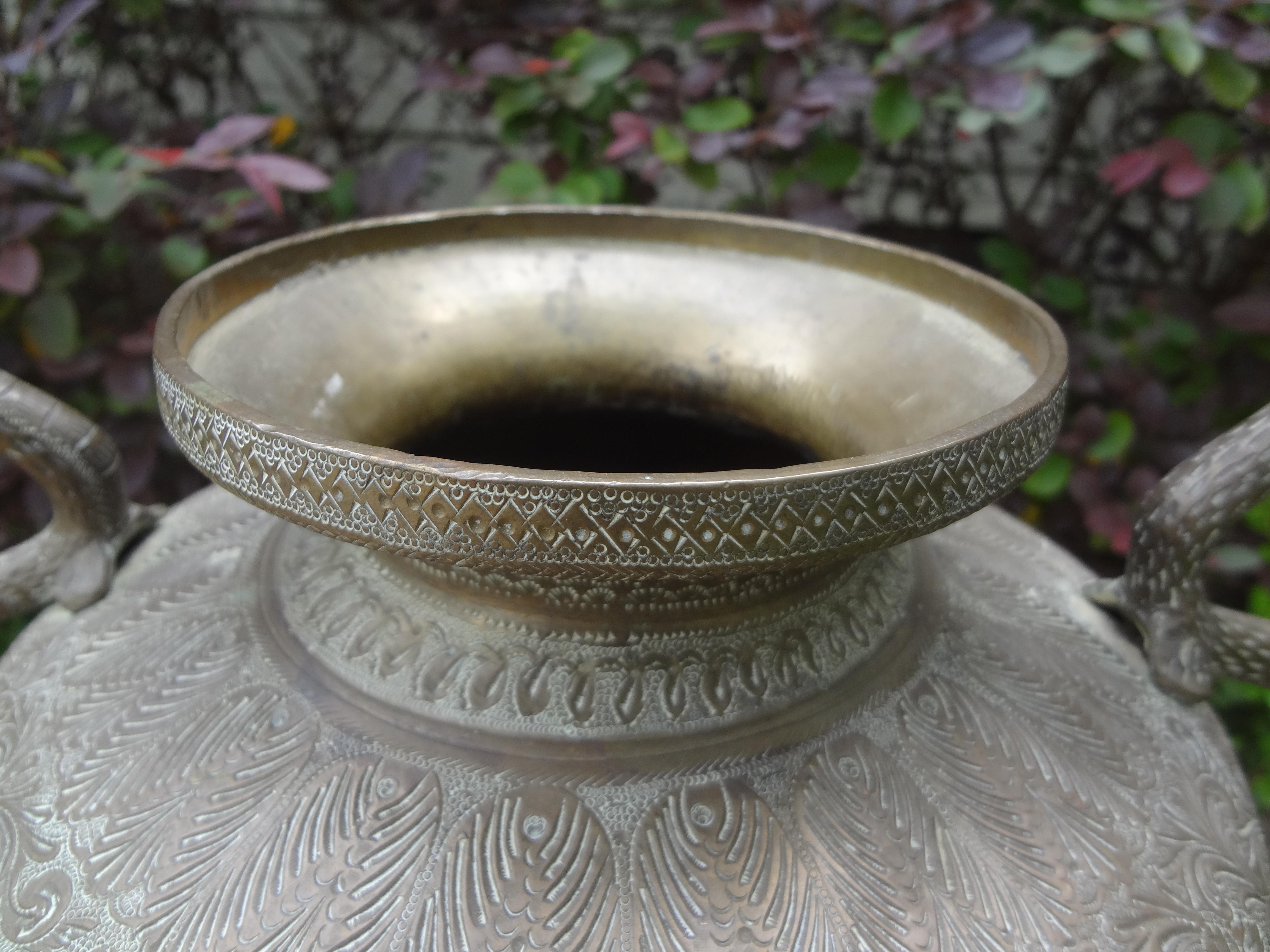 Pair Of Anglo-Indian Brass Urns With Cobras For Sale 4