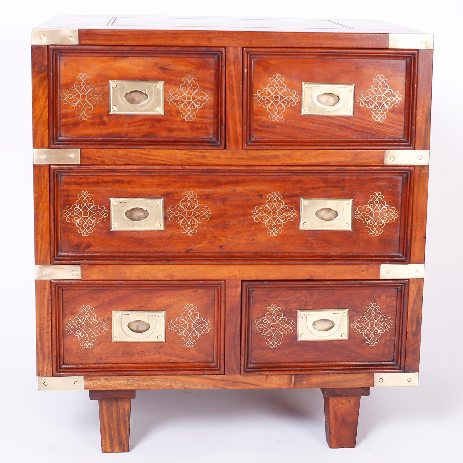 Pair of Anglo-Indian Campaign Style Rosewood Nightstands For Sale 2