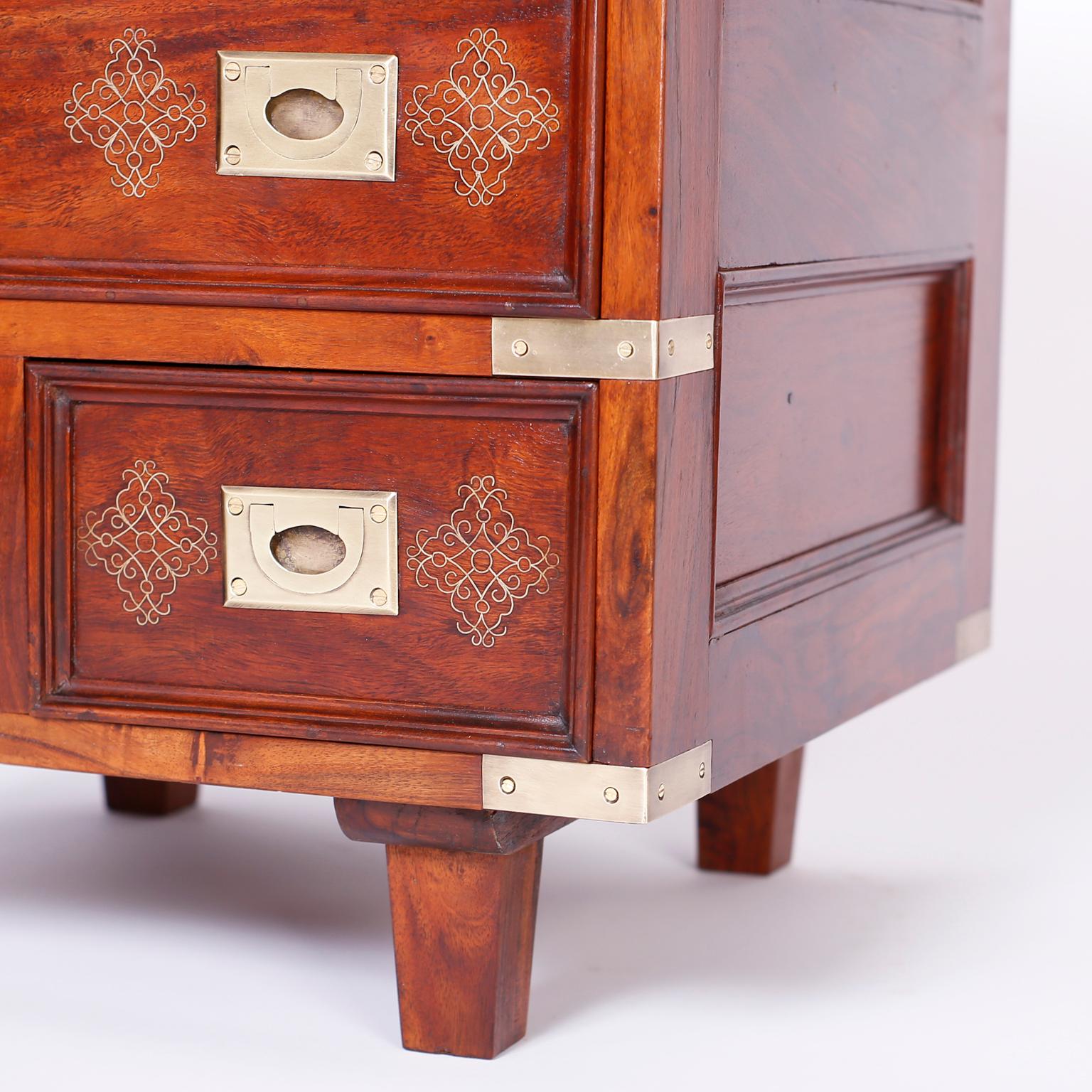 Pair of Anglo-Indian Campaign Style Rosewood Nightstands For Sale 4