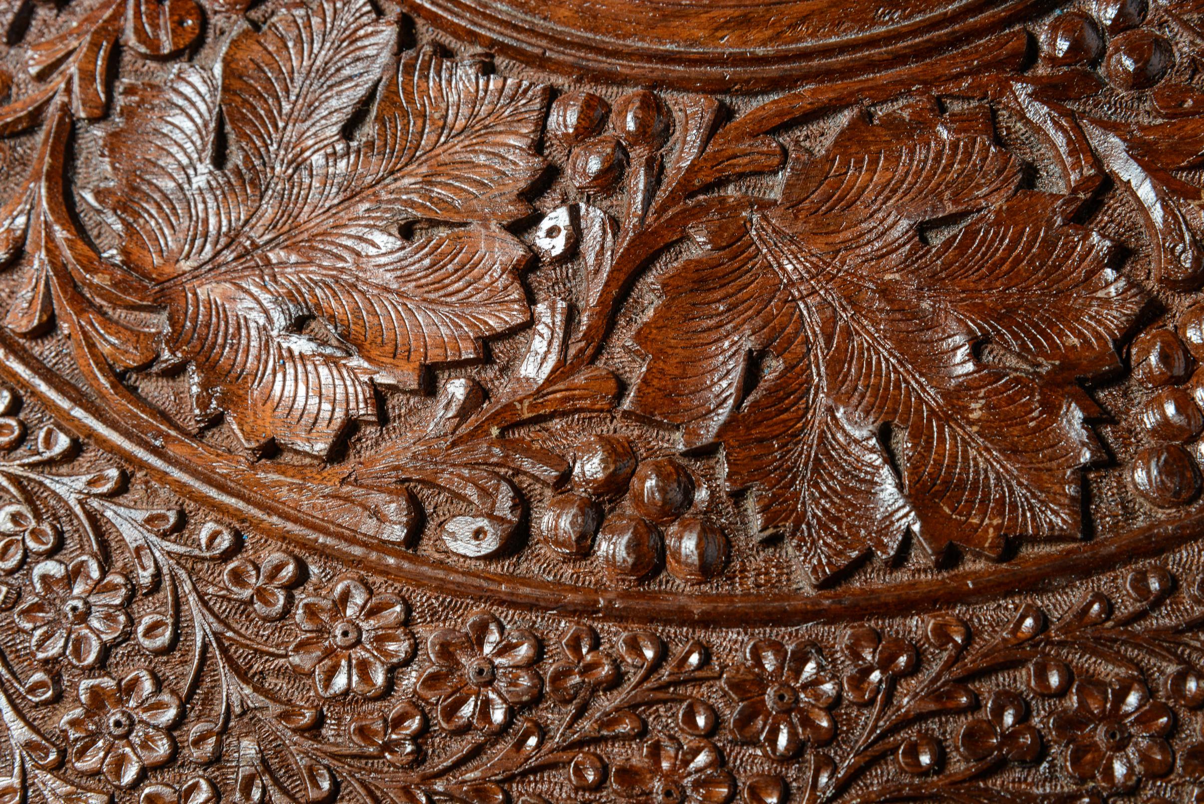 Pair of Anglo Indian Carved & Inlaid Side Tables, 1960s 1