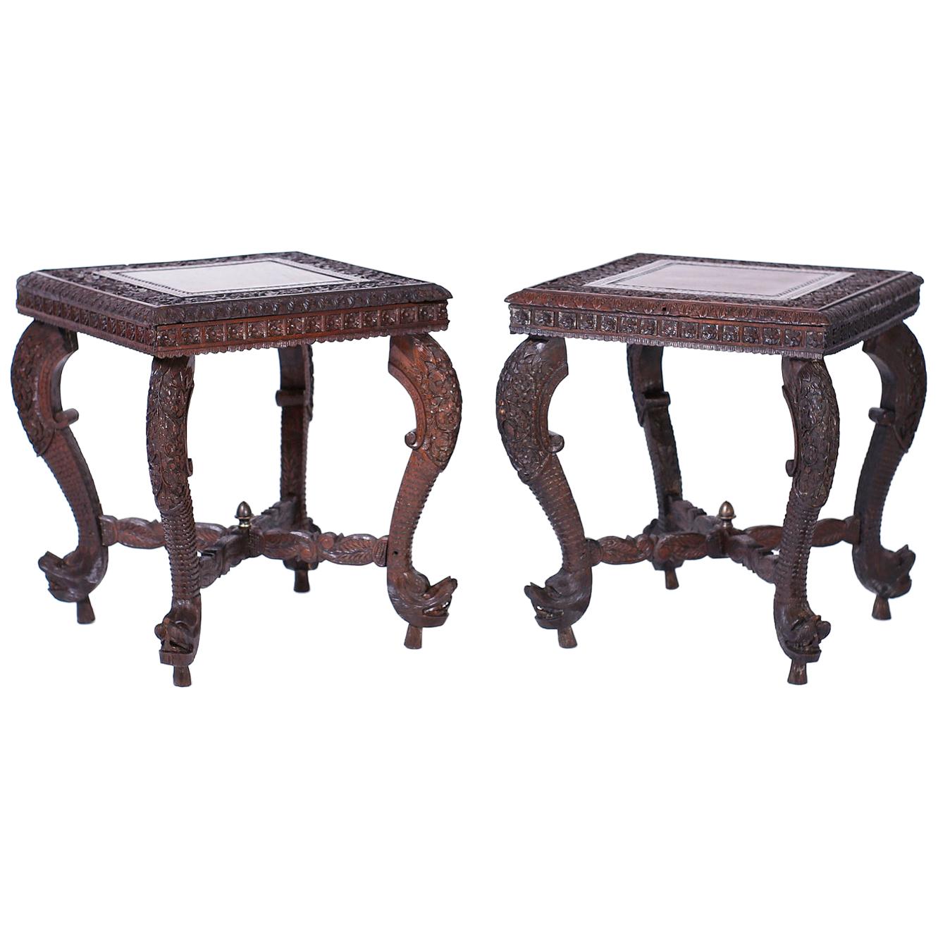 Pair of Anglo Indian Carved Stands or Tables