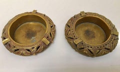 Pair of Anglo-Indian Cast Brass Ashtrays Dhokra Tribal Bracelet Form Catchall