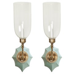 Pair of Anglo-Indian Celadon Sconces with Clear Shades by David Duncan