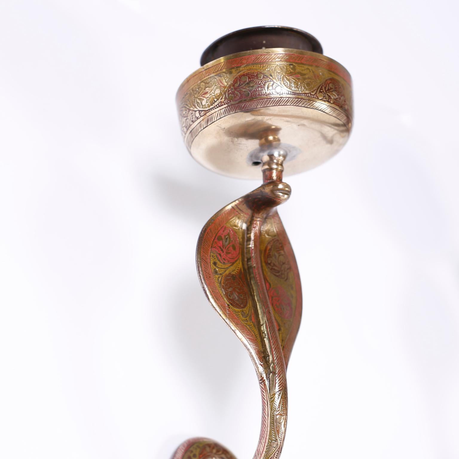 Pair of Anglo-Indian Cobra Wall Sconces In Good Condition In Palm Beach, FL