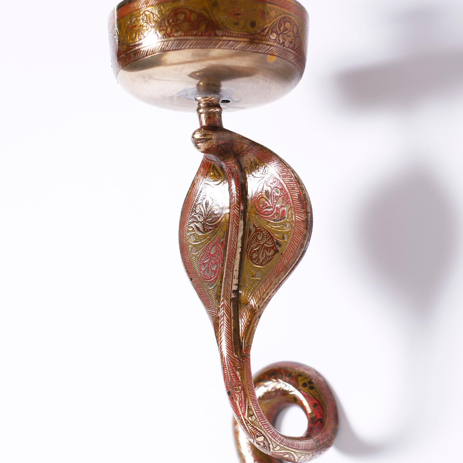 Brass Pair of Anglo-Indian Cobra Wall Sconces