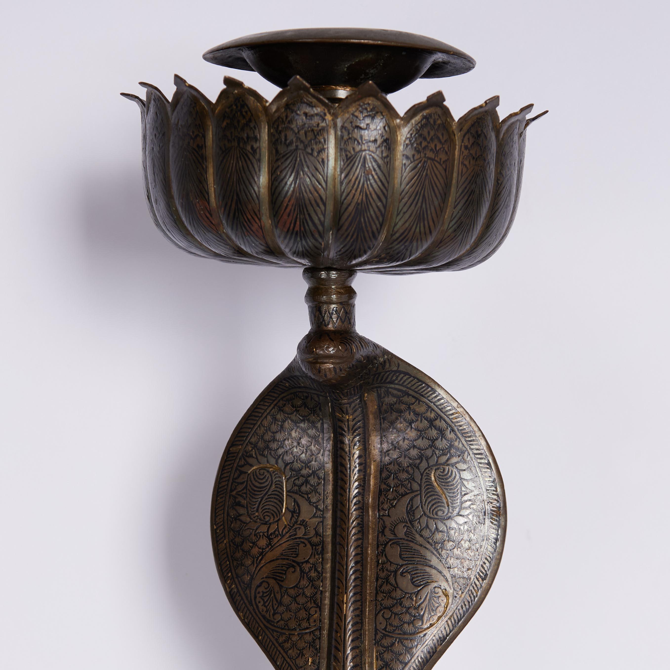 Brass Pair of Anglo Indian Cobra Wall Sconces For Sale