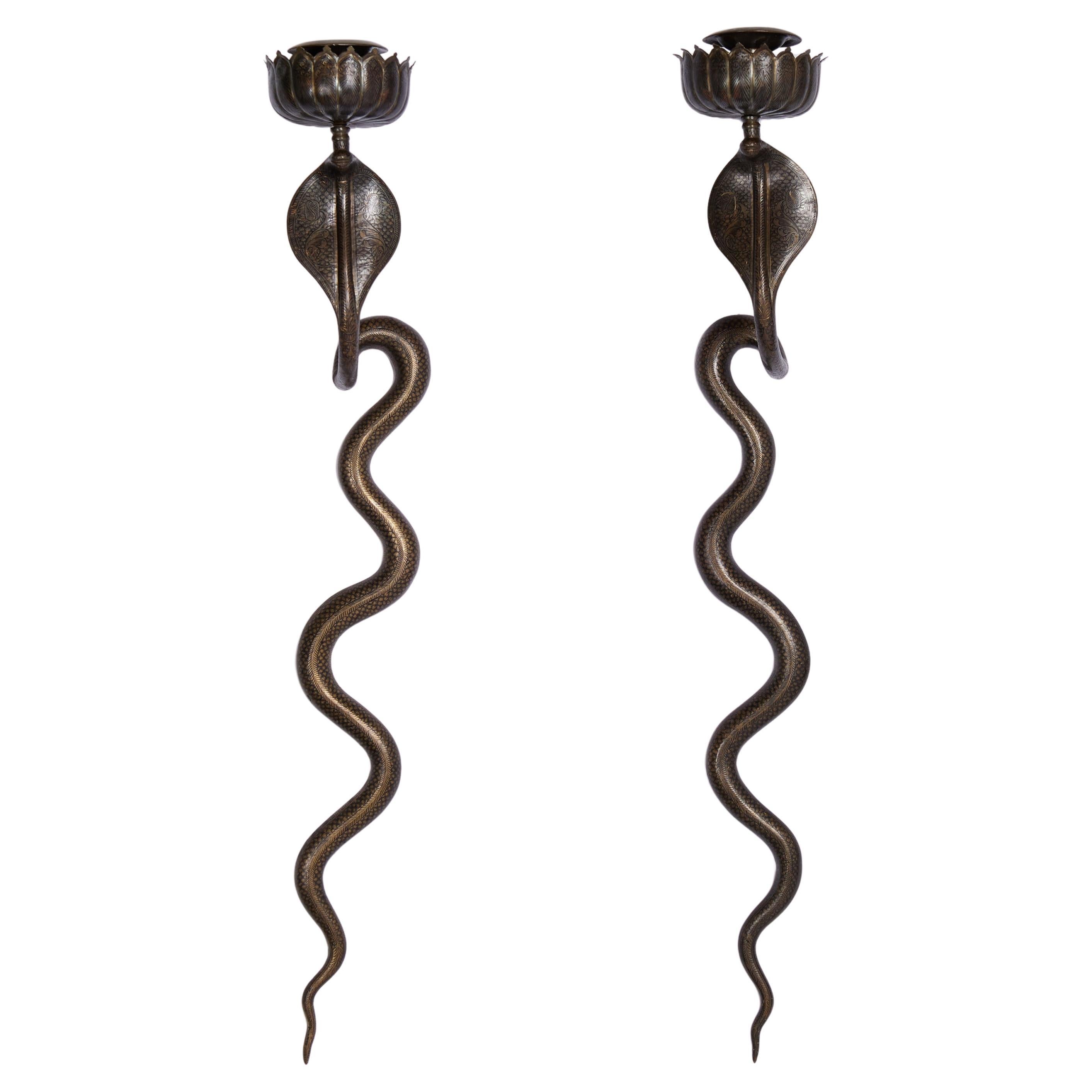 Pair of Anglo Indian Cobra Wall Sconces