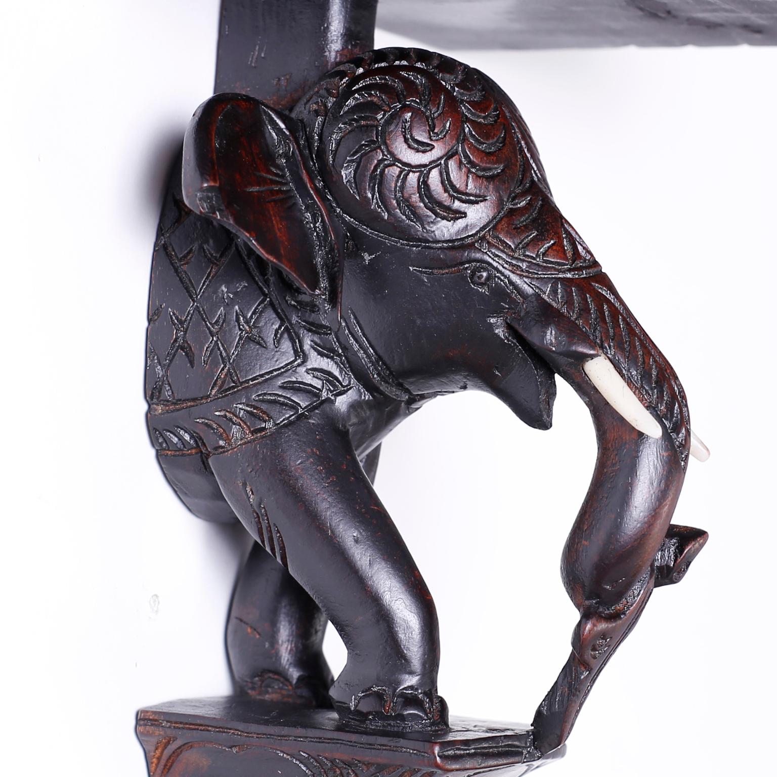 20th Century Pair of Anglo Indian Elephant Wall Brackets