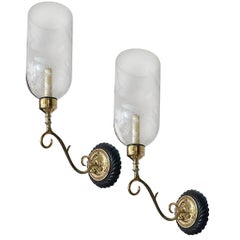 Pair of Anglo Indian Etched Glass Sconces