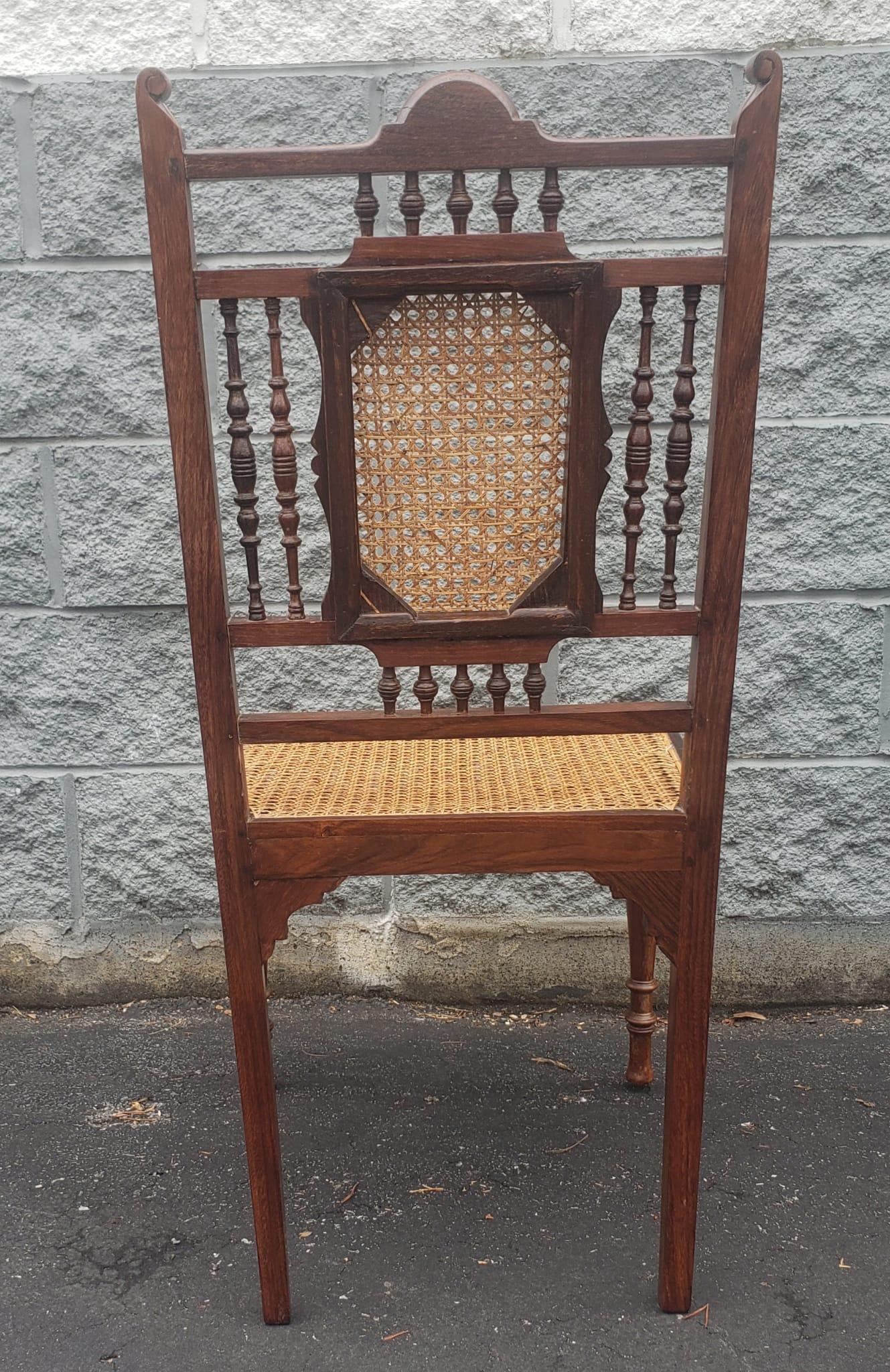 Pair of Anglo-Indian Hardwood and Rosewood Cane Seat and Back Side Chairs For Sale 2