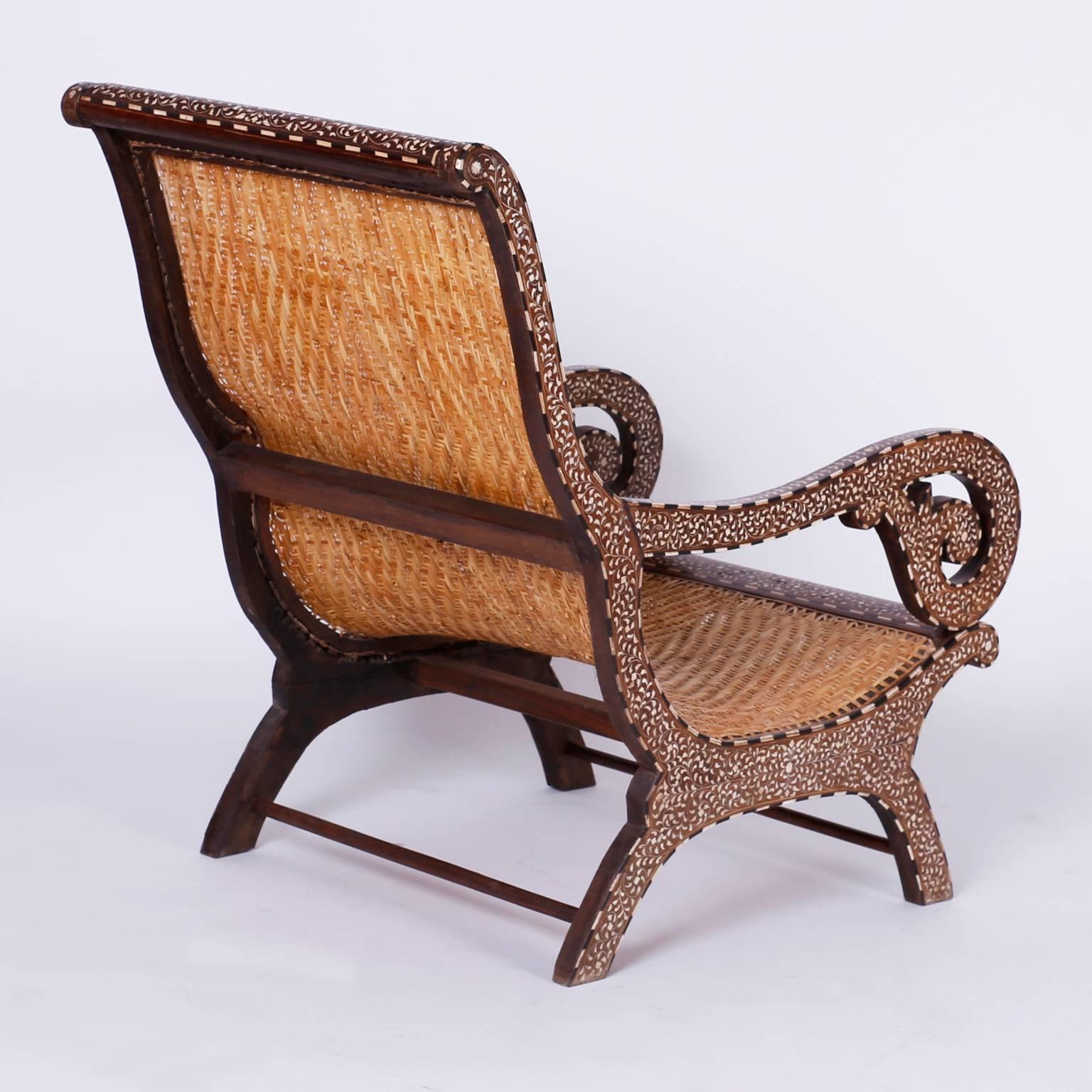 Pair of Anglo-Indian Inlaid Plantation Chairs 2