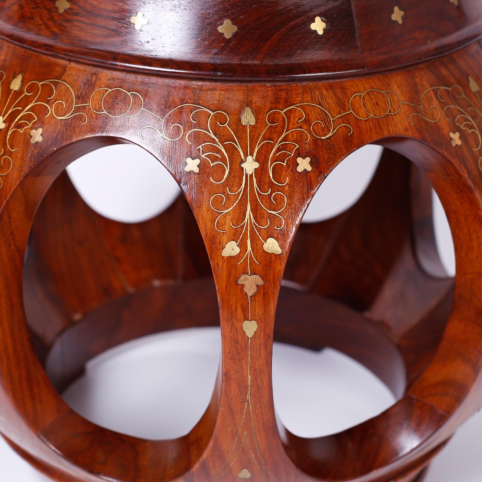 Pair of Anglo-Indian Inlaid Rosewood Stands or Seats 3