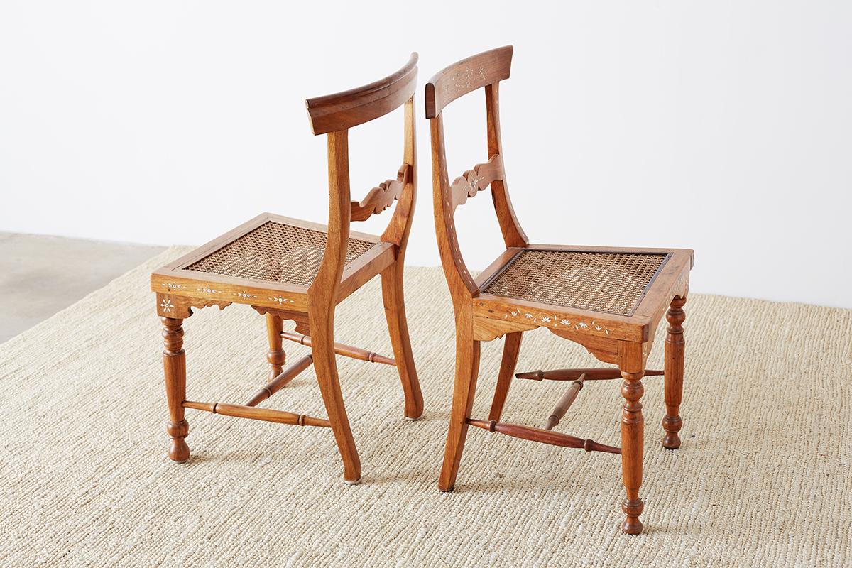 Pair of Anglo-Indian Koa Chairs with Bone Inlay 10