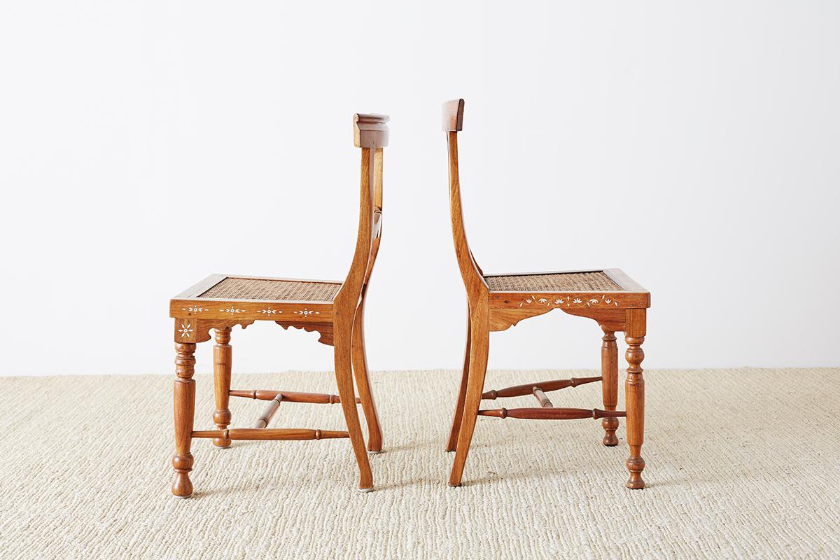 Pair of Anglo-Indian Koa Chairs with Bone Inlay 12