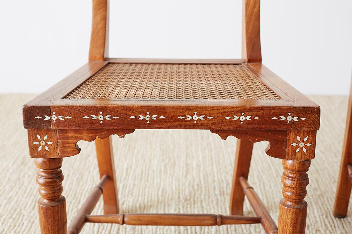 Pair of Anglo-Indian Koa Chairs with Bone Inlay 1