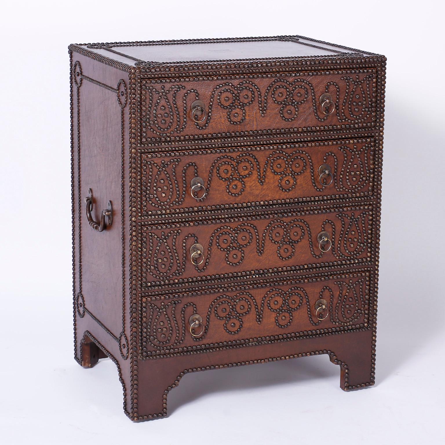 American Pair of Anglo-Indian Leather Clad Studded Chests